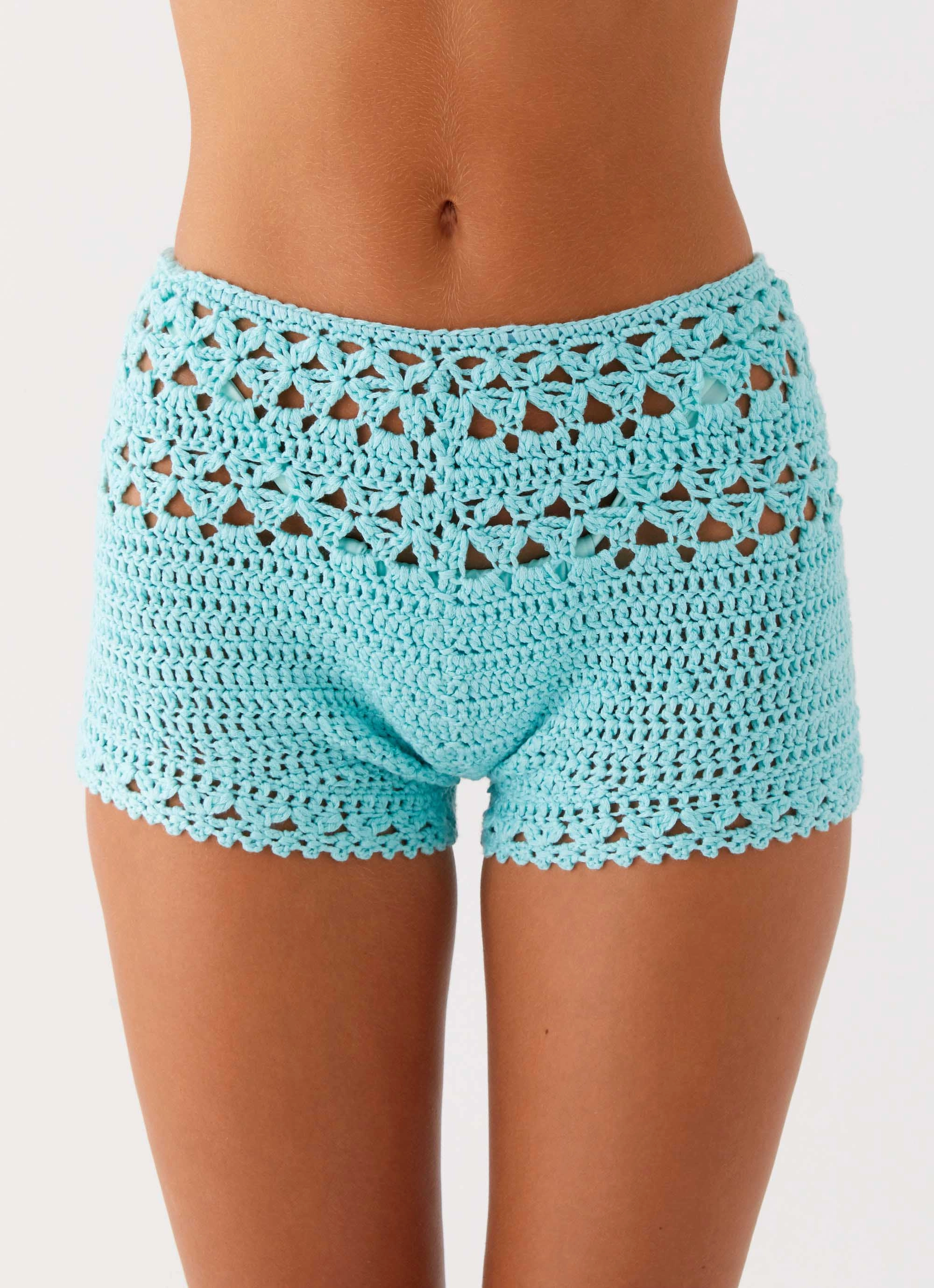Kristelle Crochet Shorts - Turquoise