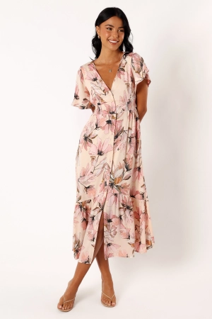 Layla Midi Dress - Pink Floral