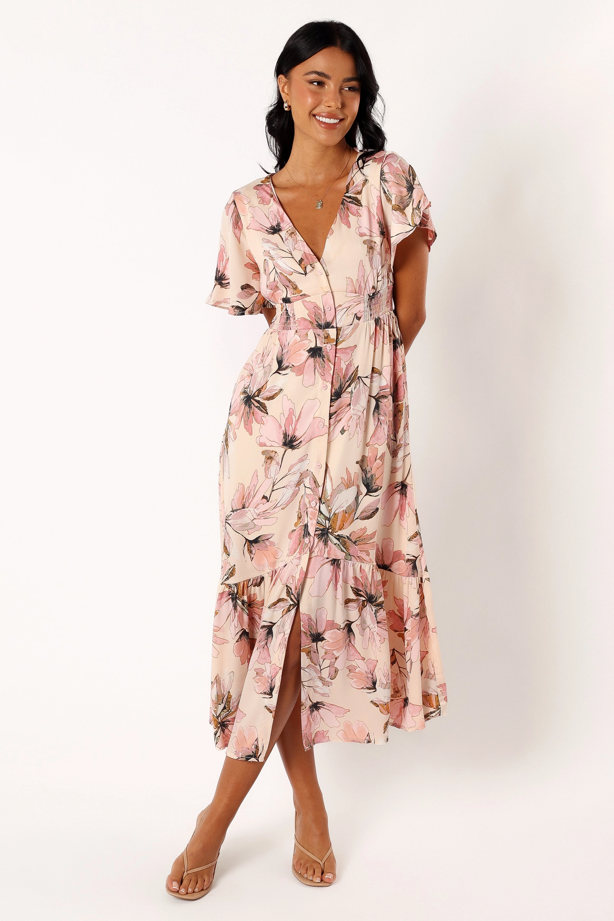 Layla Midi Dress - Pink Floral