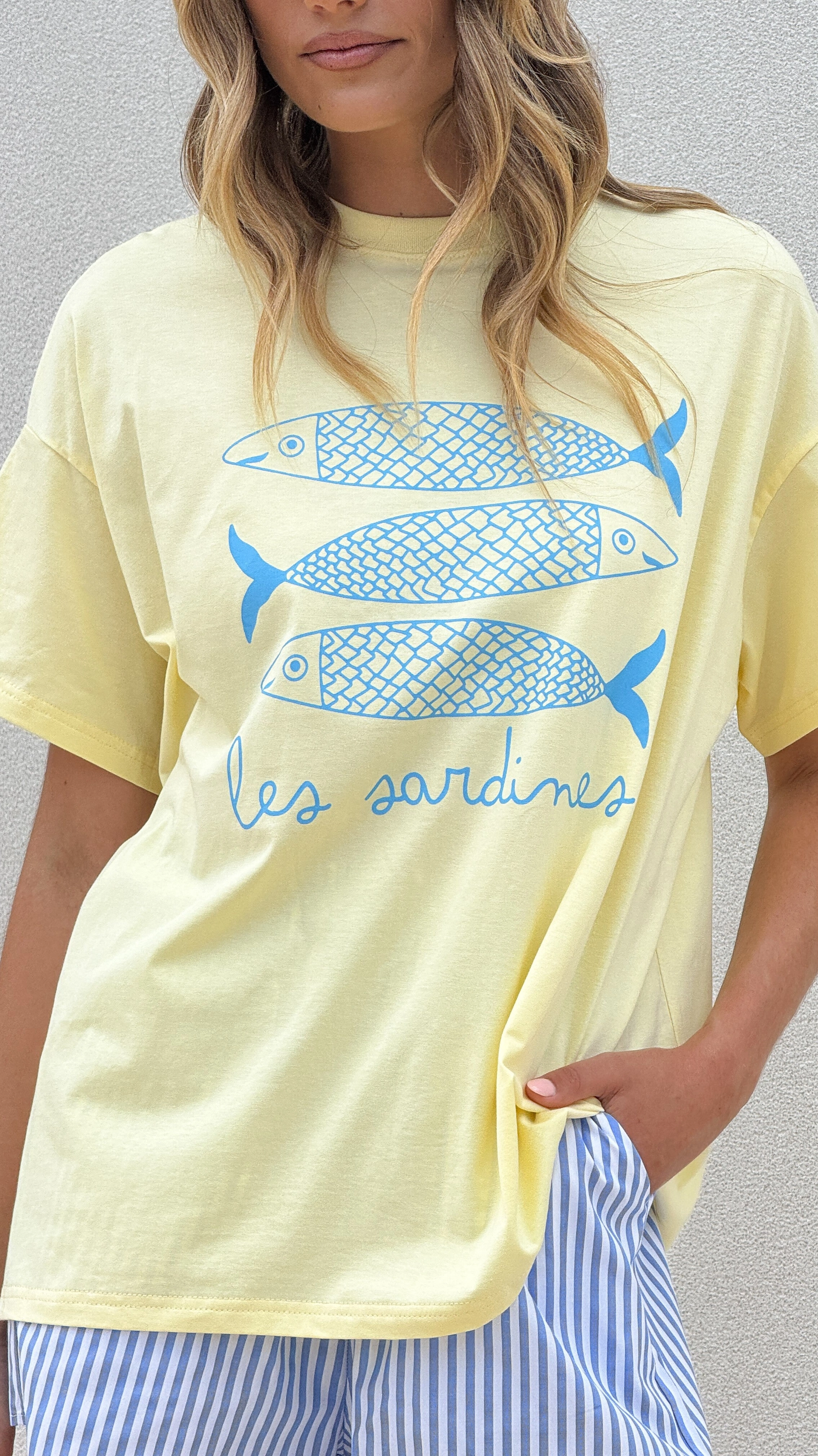 Le Sardines Top and Shorts Set - Yellow/Blue