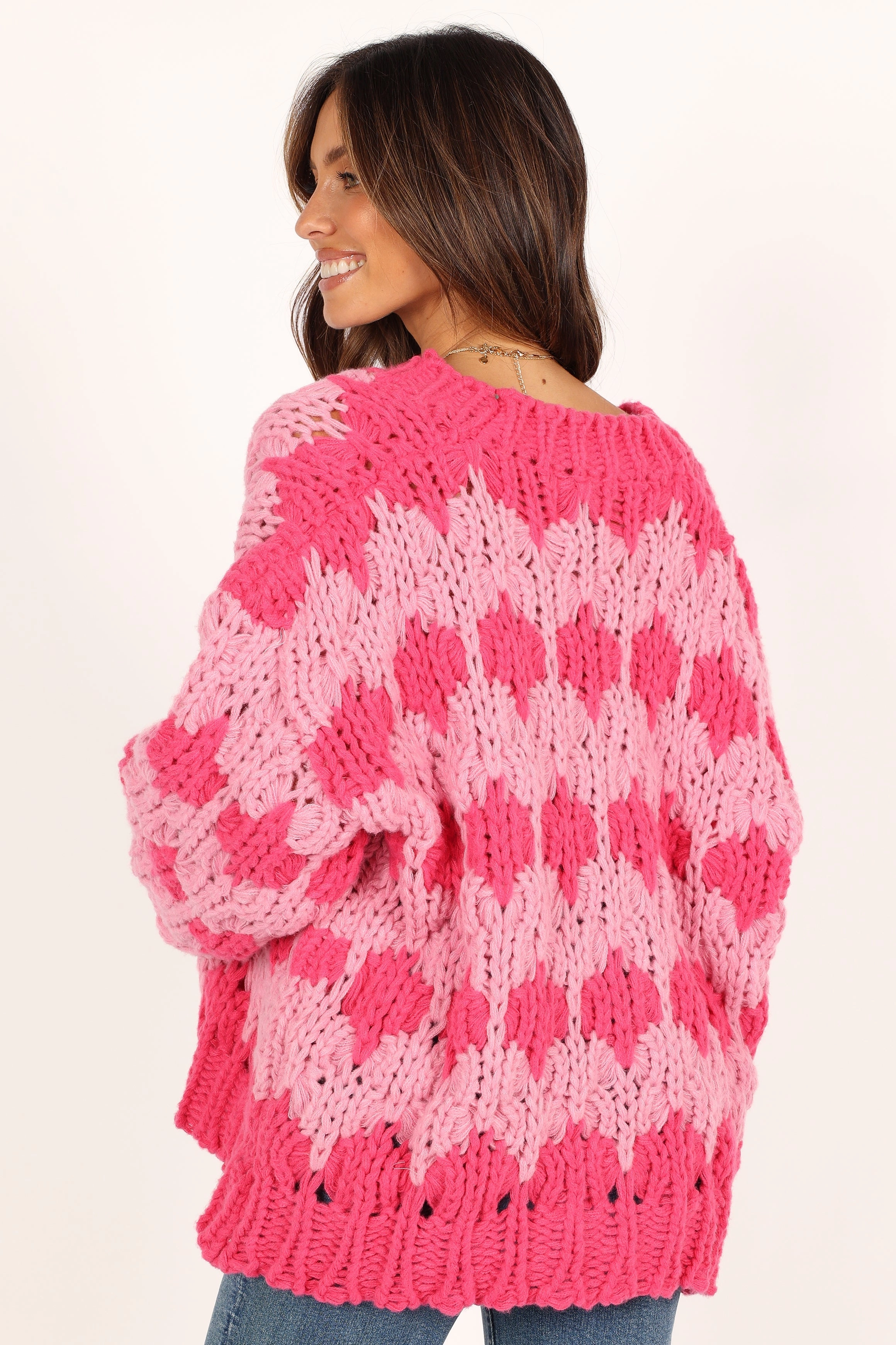 Lilah Handknit Cardigan - Hyper Pink