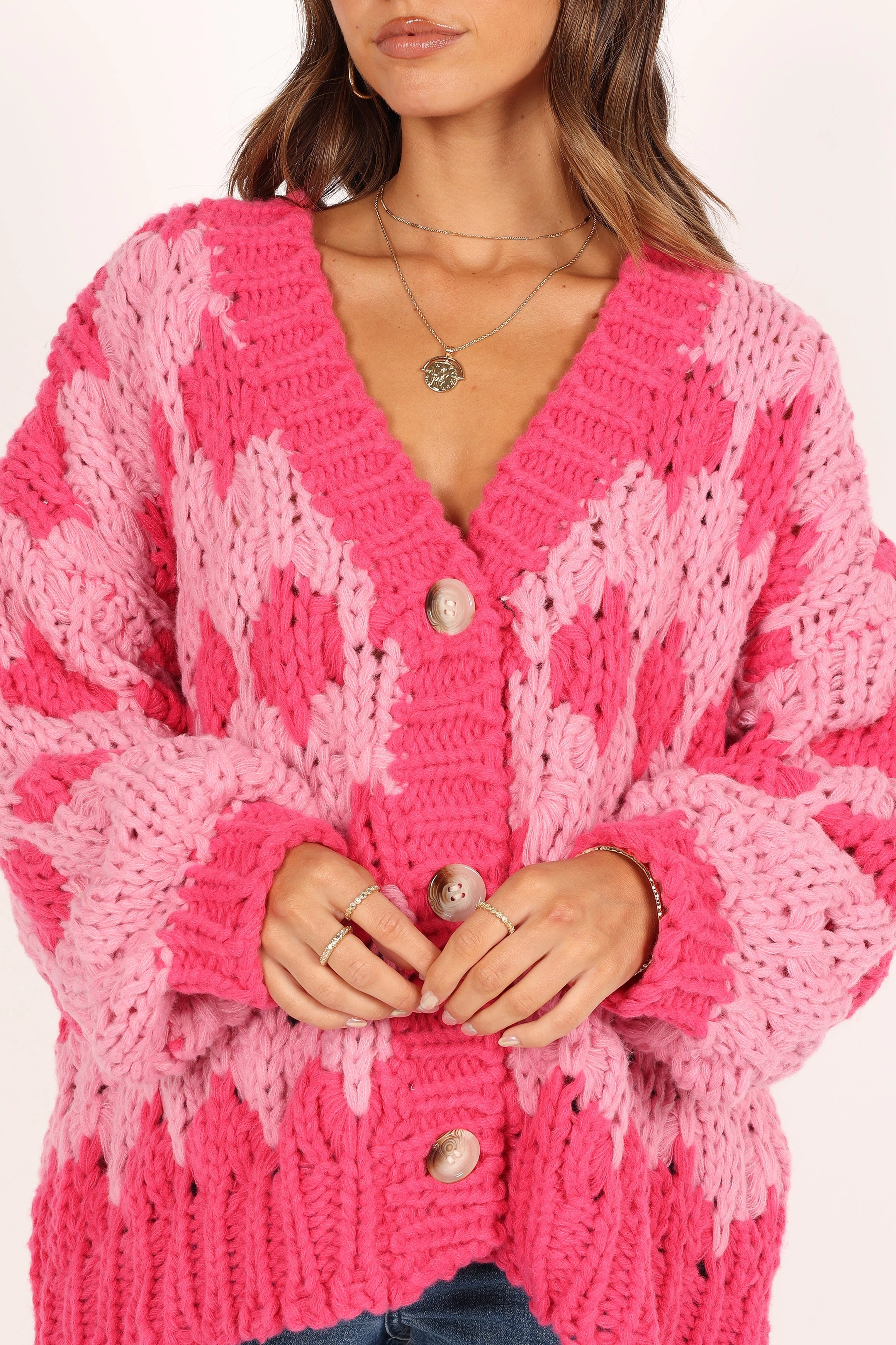 Lilah Handknit Cardigan - Hyper Pink