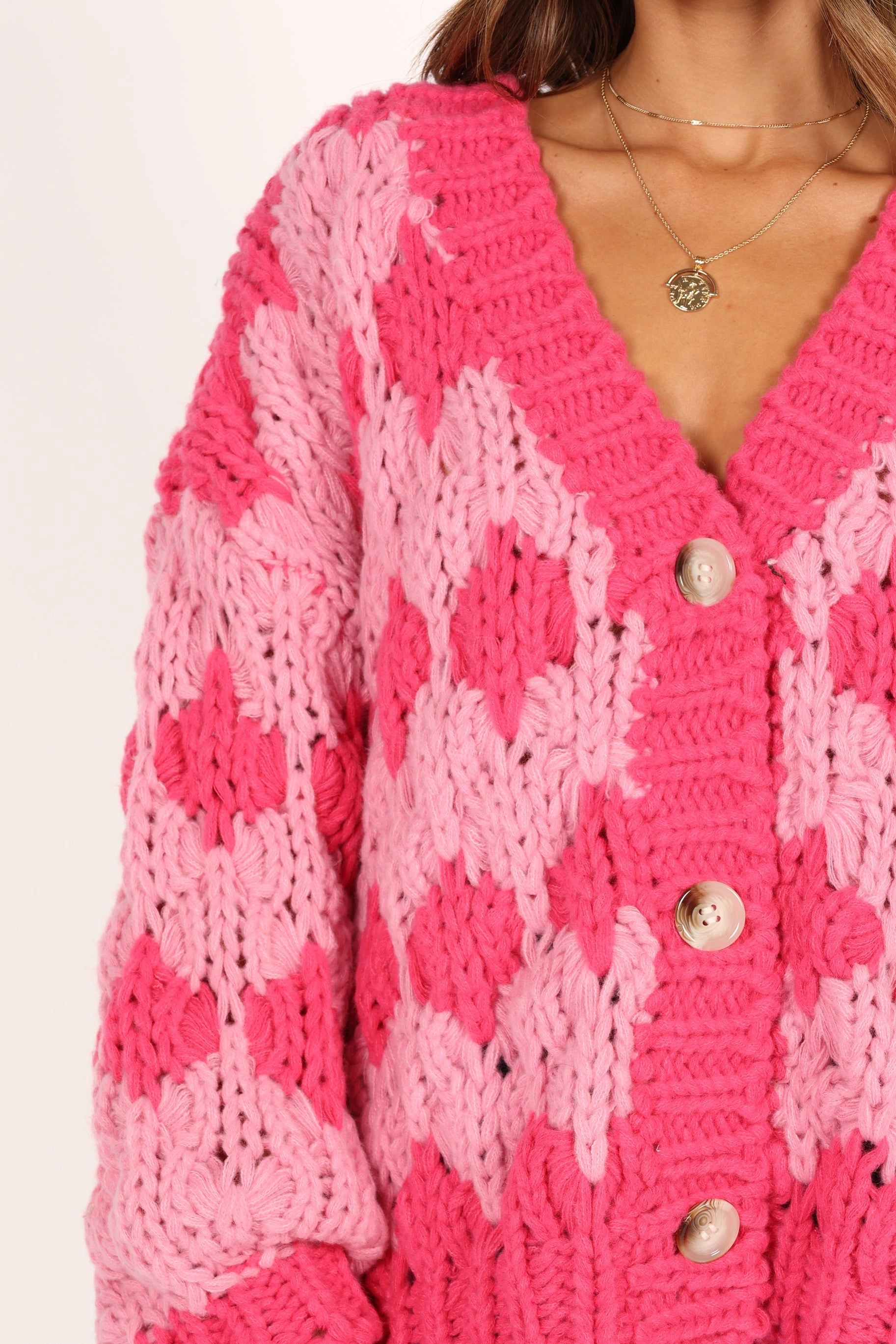 Lilah Handknit Cardigan - Hyper Pink
