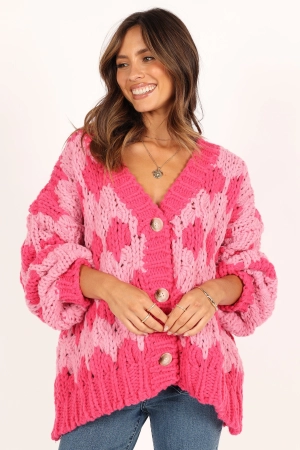 Lilah Handknit Cardigan - Hyper Pink