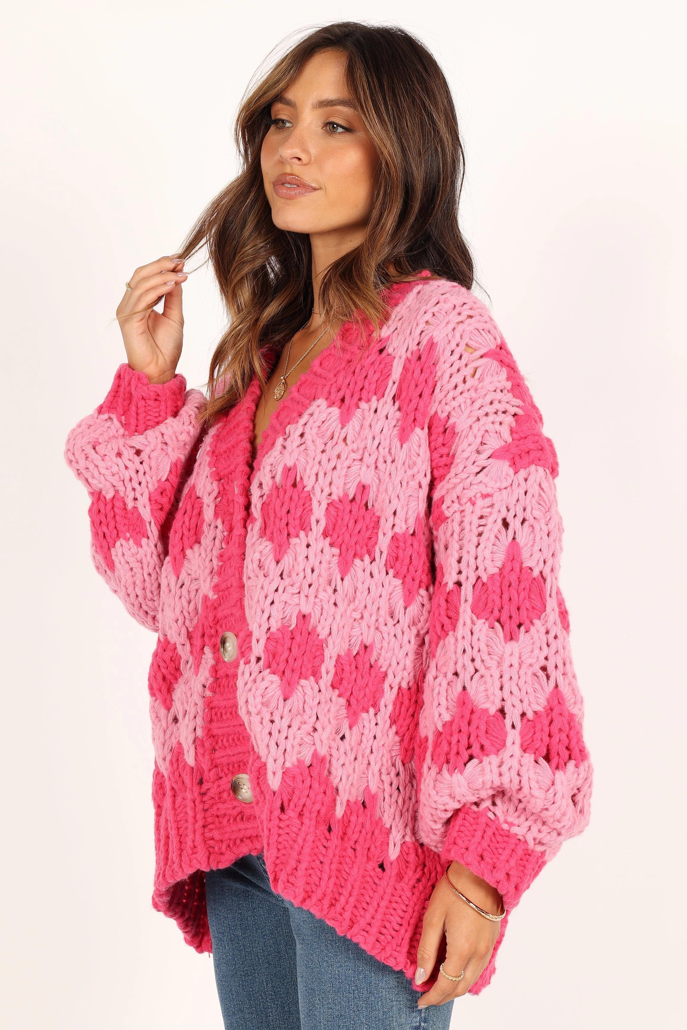 Lilah Handknit Cardigan - Hyper Pink