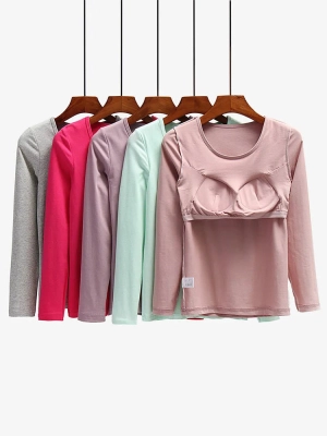 Long Thermal Base Underwear Bottoming Shirt With Chest Pad