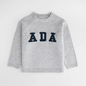 Mini ADA Knit Sweatshirt - Light Grey Melange/Navy Blue