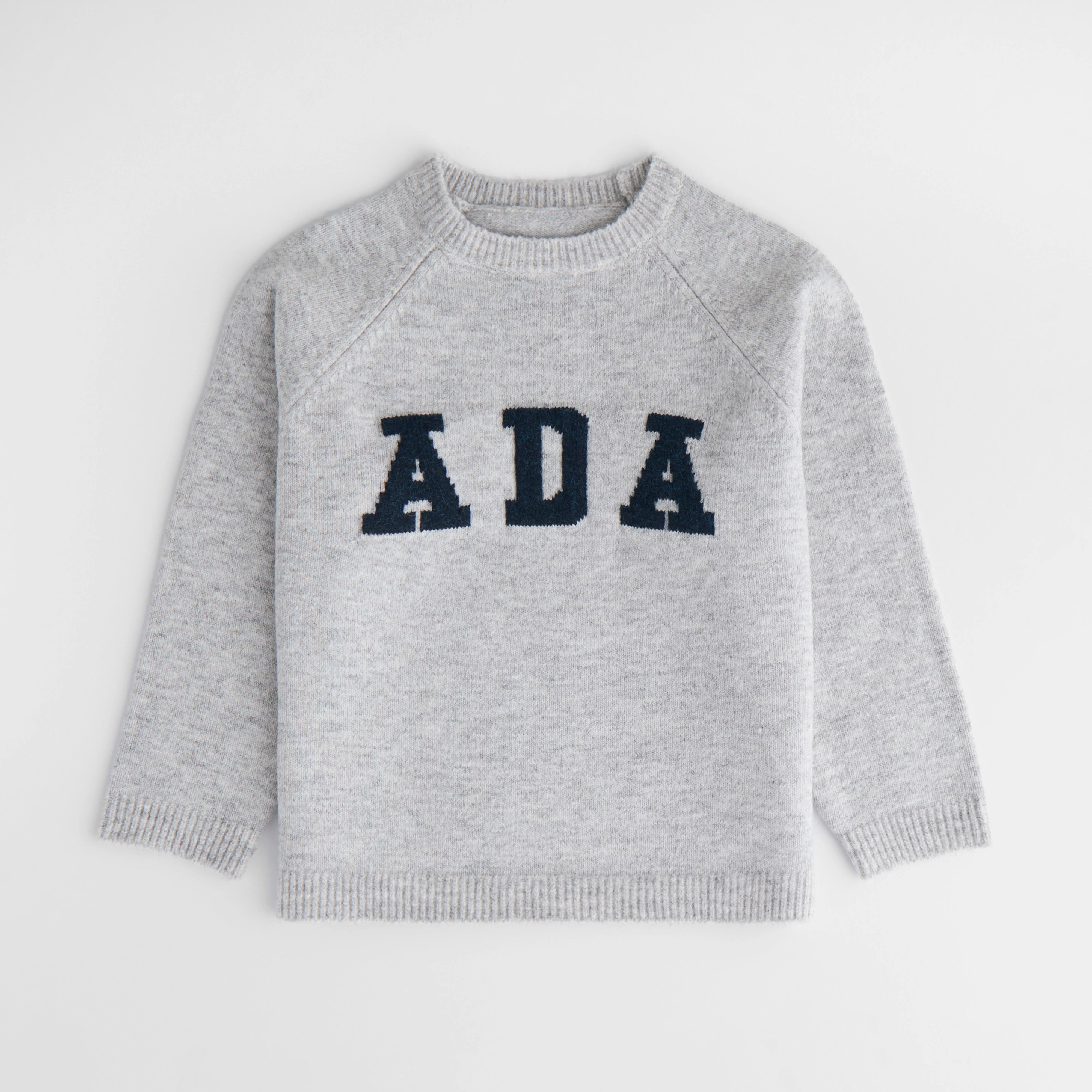 Mini ADA Knit Sweatshirt - Light Grey Melange/Navy Blue