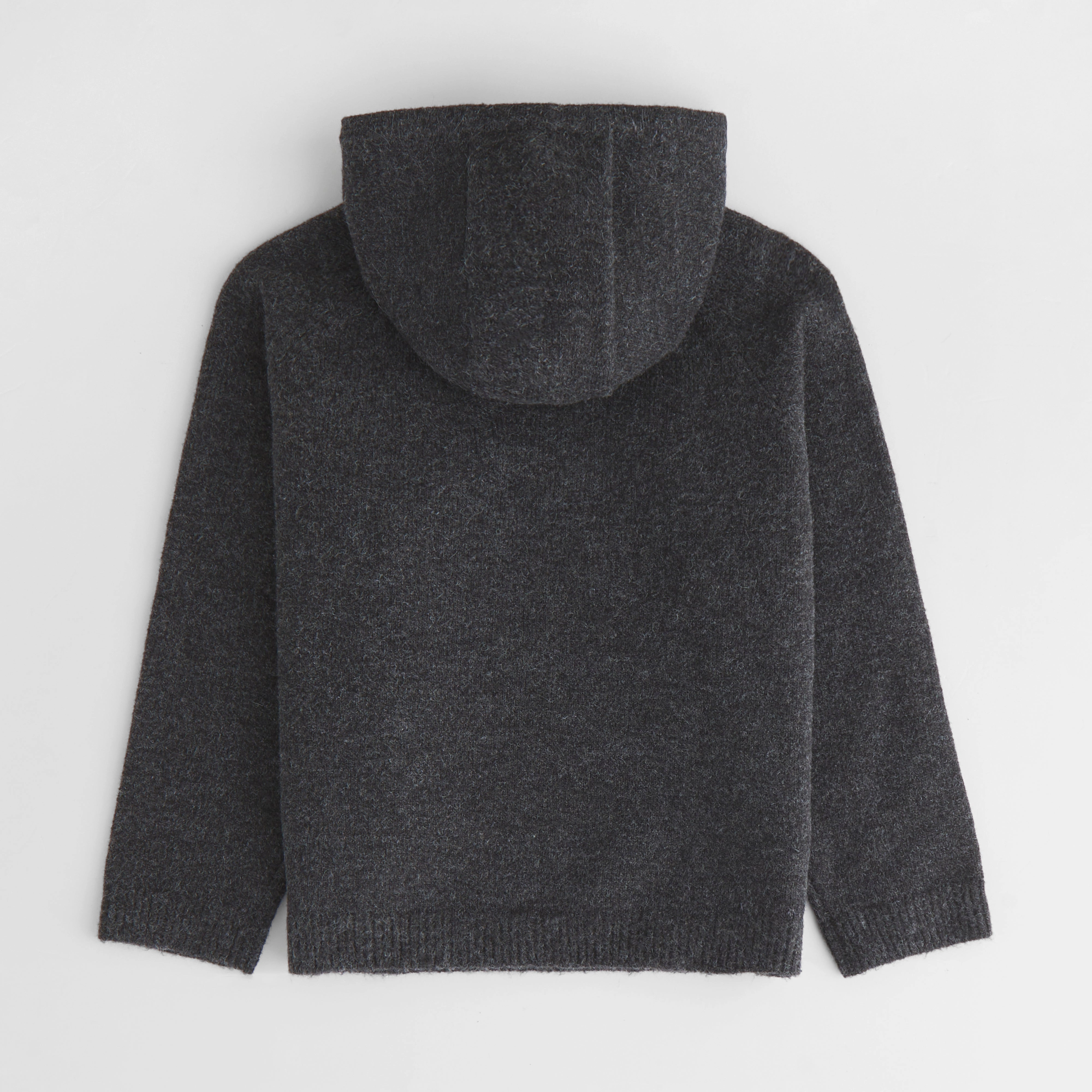 Mini ADA Oversized Knit Hoodie - Dark Grey/Cream