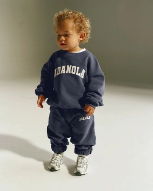 Mini Varsity Oversized Sweatshirt - Midnight Blue/Marshmallow White