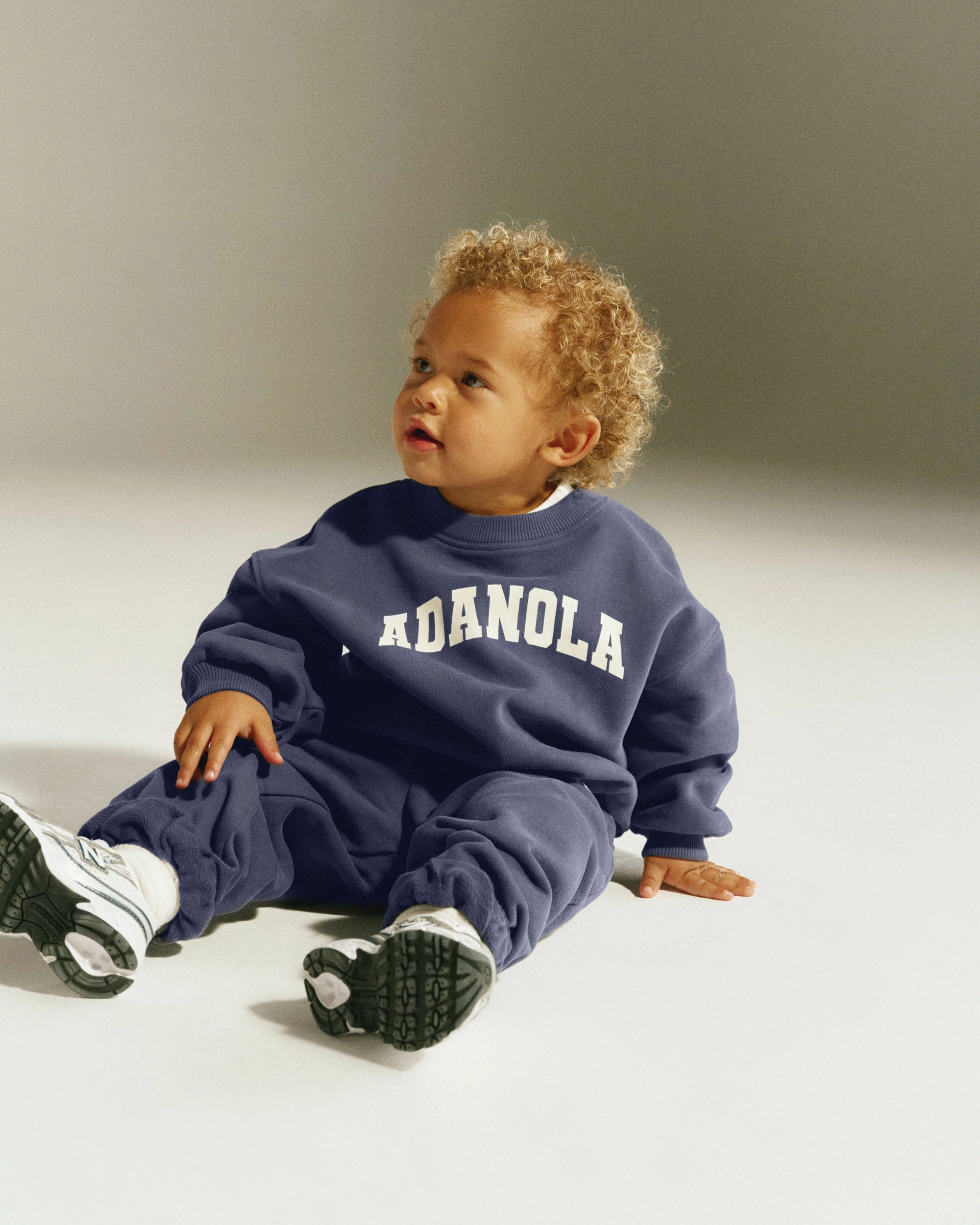 Mini Varsity Oversized Sweatshirt - Midnight Blue/Marshmallow White