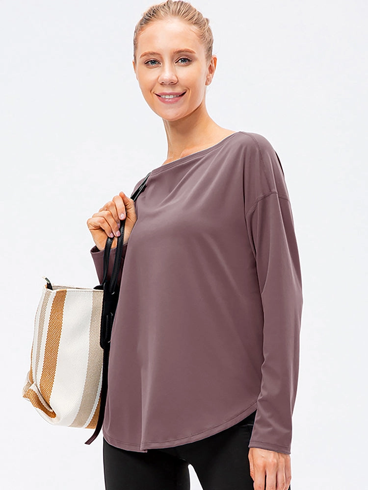Off-Neck Relaxed Yoga Sports Top