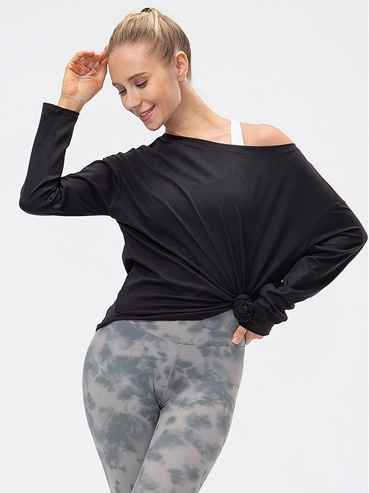 Off-Neck Relaxed Yoga Sports Top