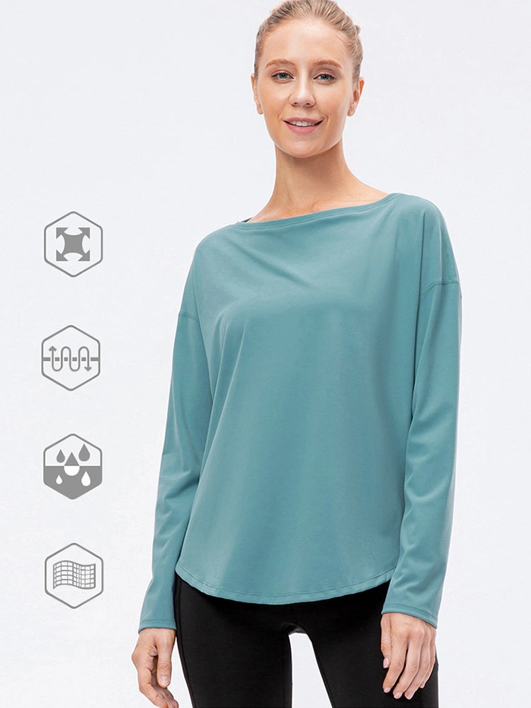 Off-Neck Relaxed Yoga Sports Top