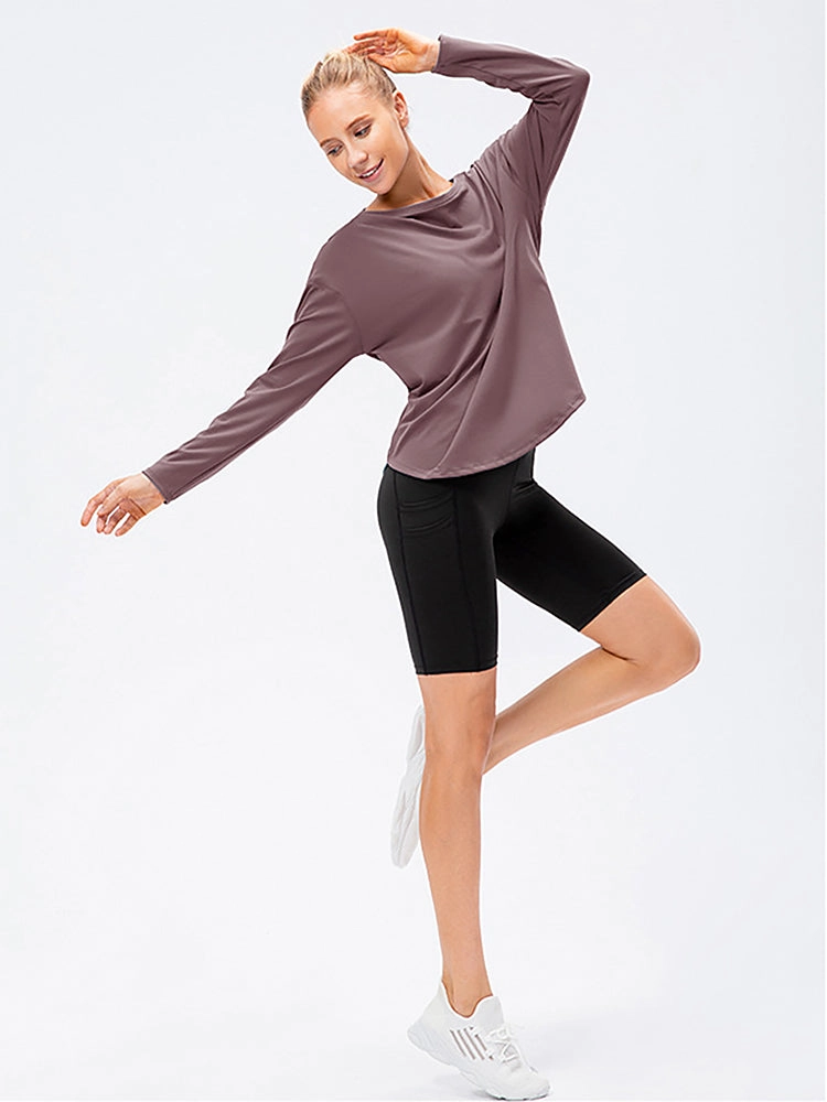 Off-Neck Relaxed Yoga Sports Top
