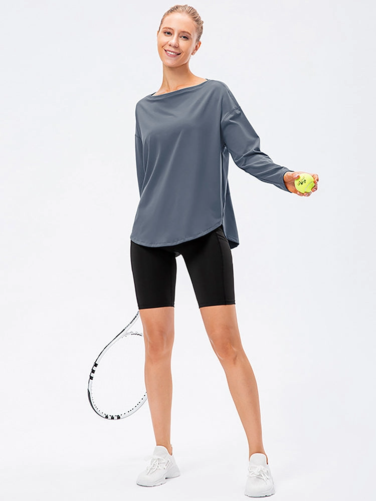 Off-Neck Relaxed Yoga Sports Top