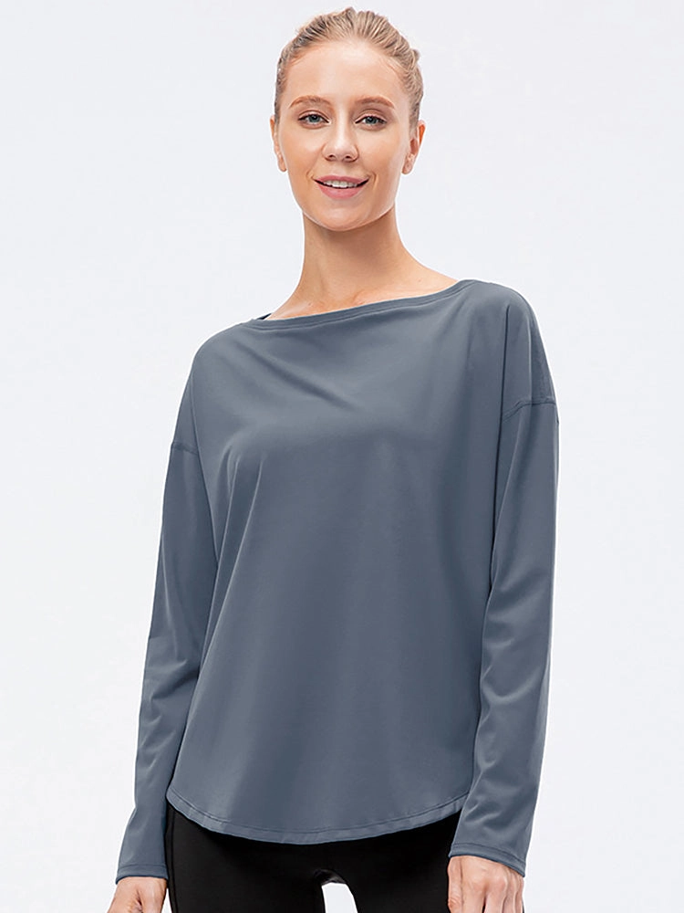 Off-Neck Relaxed Yoga Sports Top