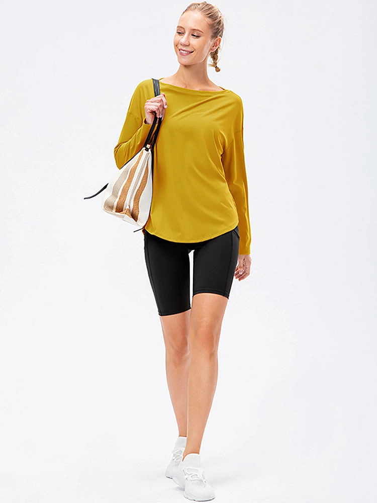 Off-Neck Relaxed Yoga Sports Top