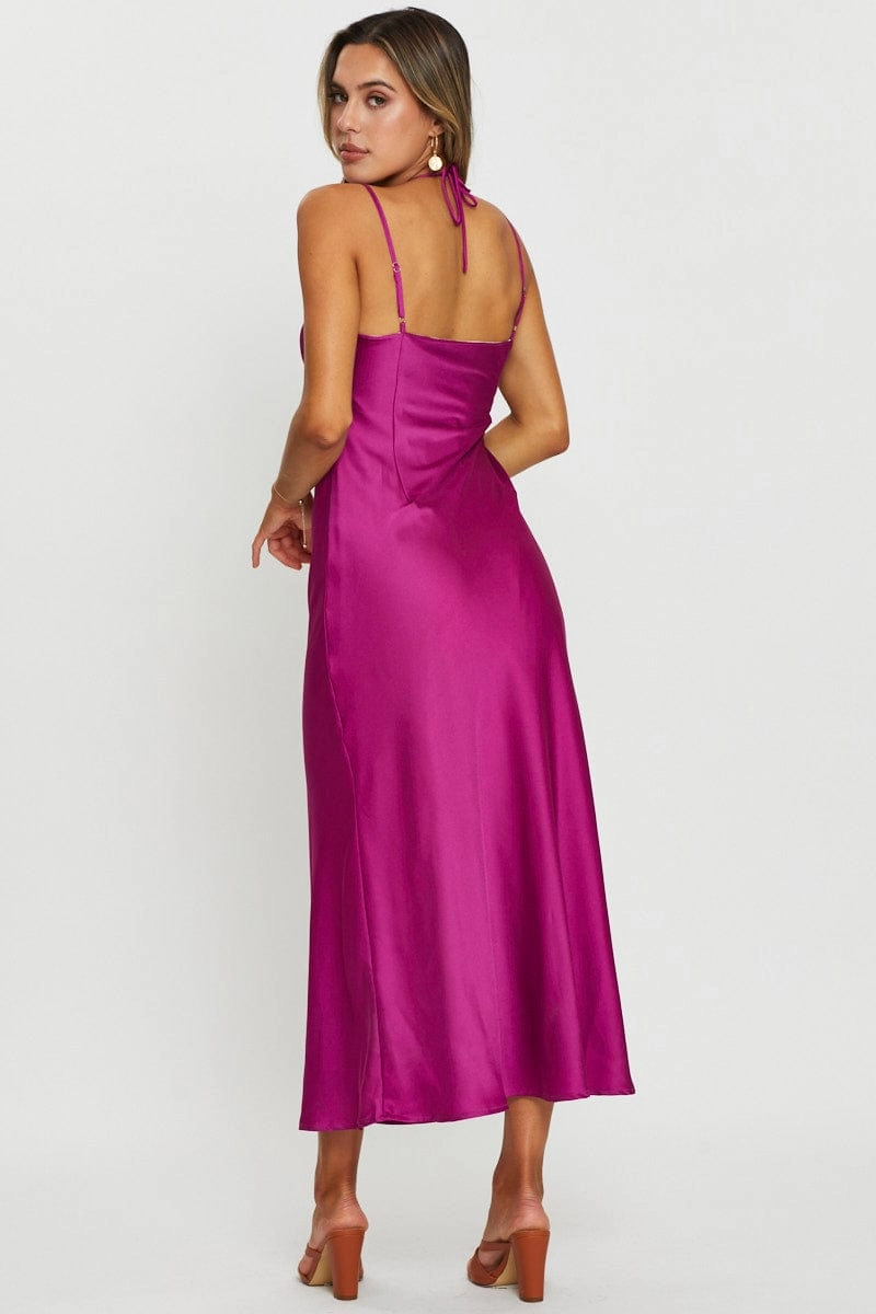Pink Maxi Dress Satin