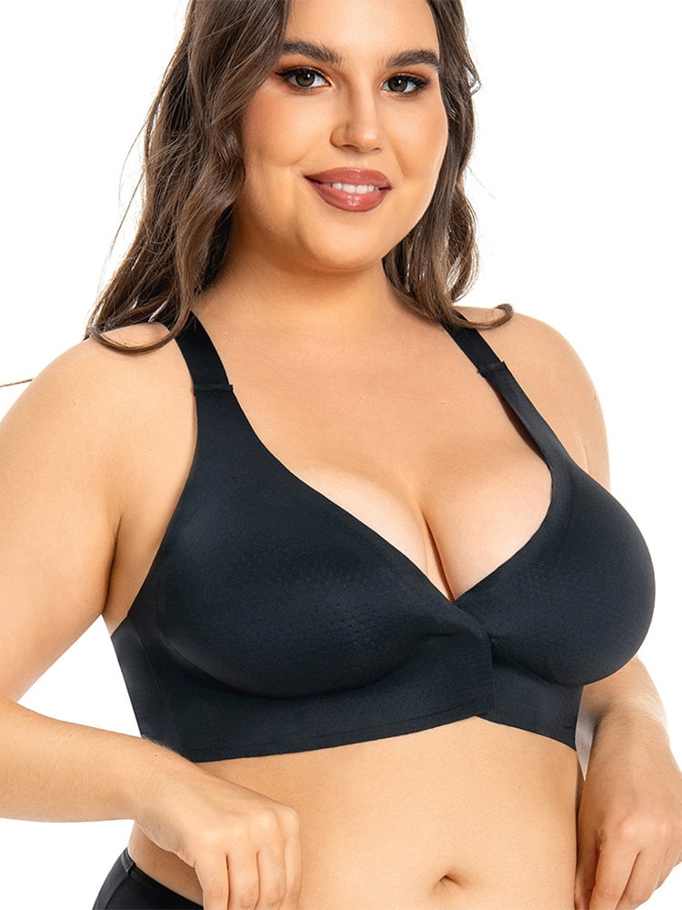 Plus Size Front Hook Wireless Bra - Full Coverage Bralette