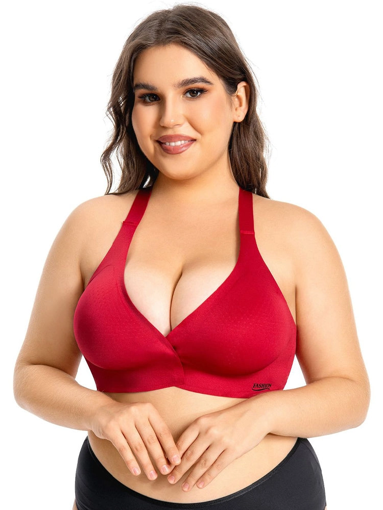 Plus Size Front Hook Wireless Bra - Full Coverage Bralette