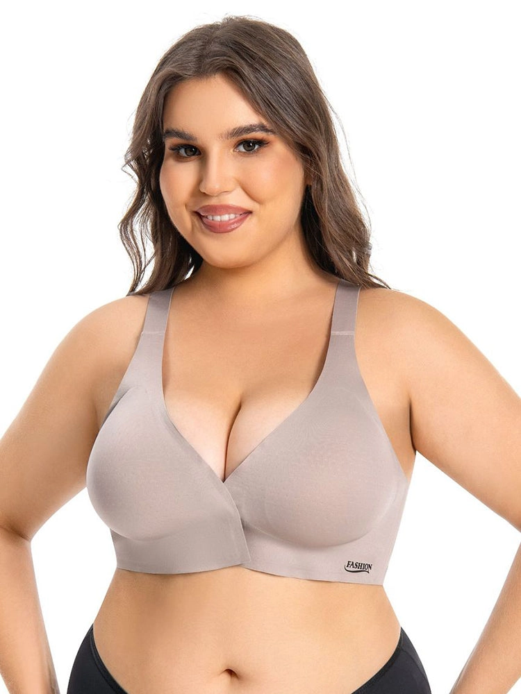 Plus Size Front Hook Wireless Bra - Full Coverage Bralette