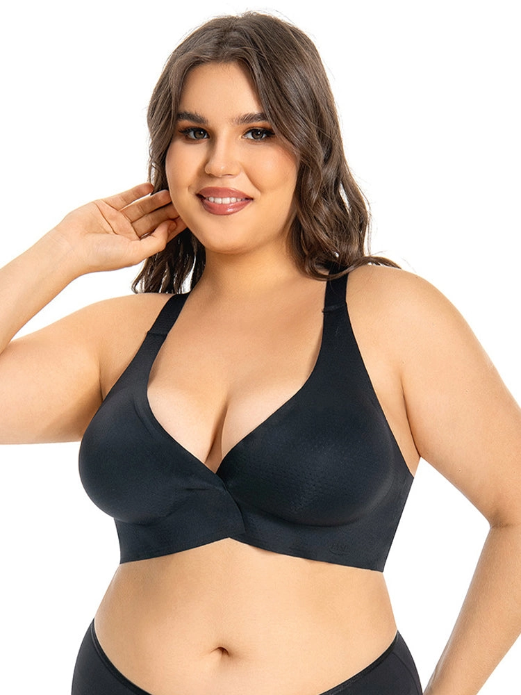 Plus Size Front Hook Wireless Bra - Full Coverage Bralette