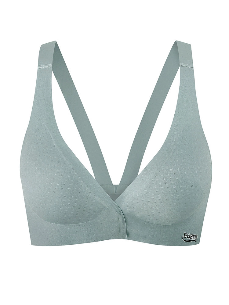 Plus Size Front Hook Wireless Bra - Full Coverage Bralette