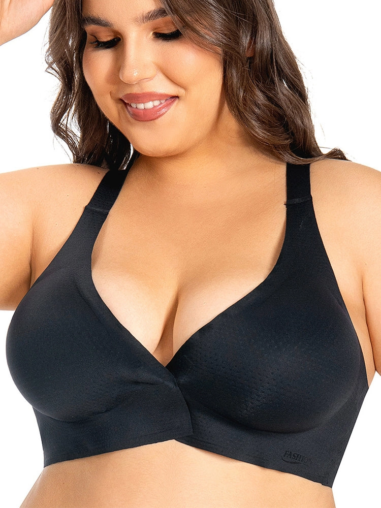 Plus Size Front Hook Wireless Bra - Full Coverage Bralette
