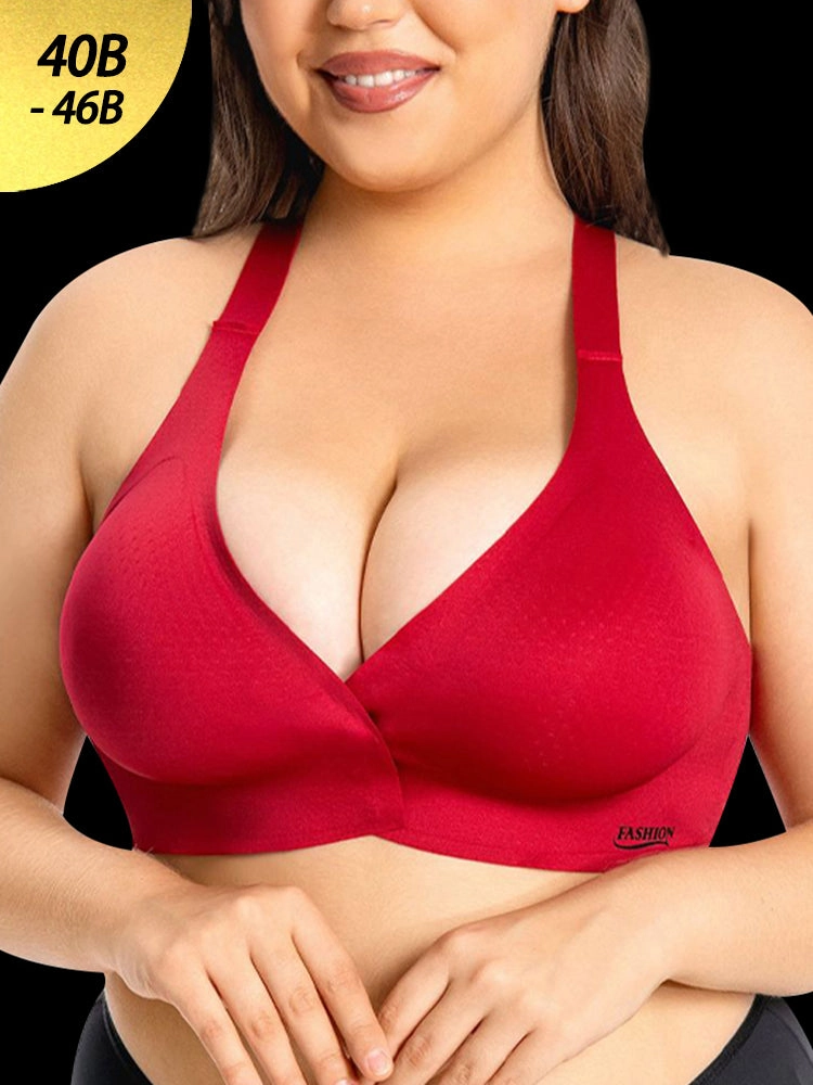 Plus Size Front Hook Wireless Bra - Full Coverage Bralette