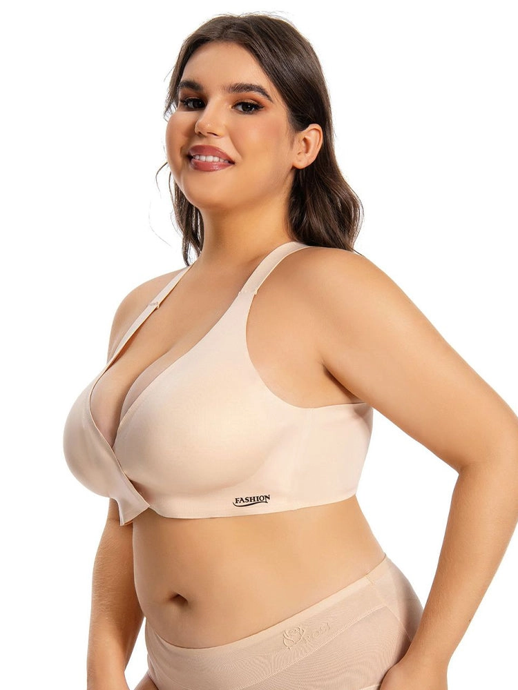 Plus Size Front Hook Wireless Bra - Full Coverage Bralette