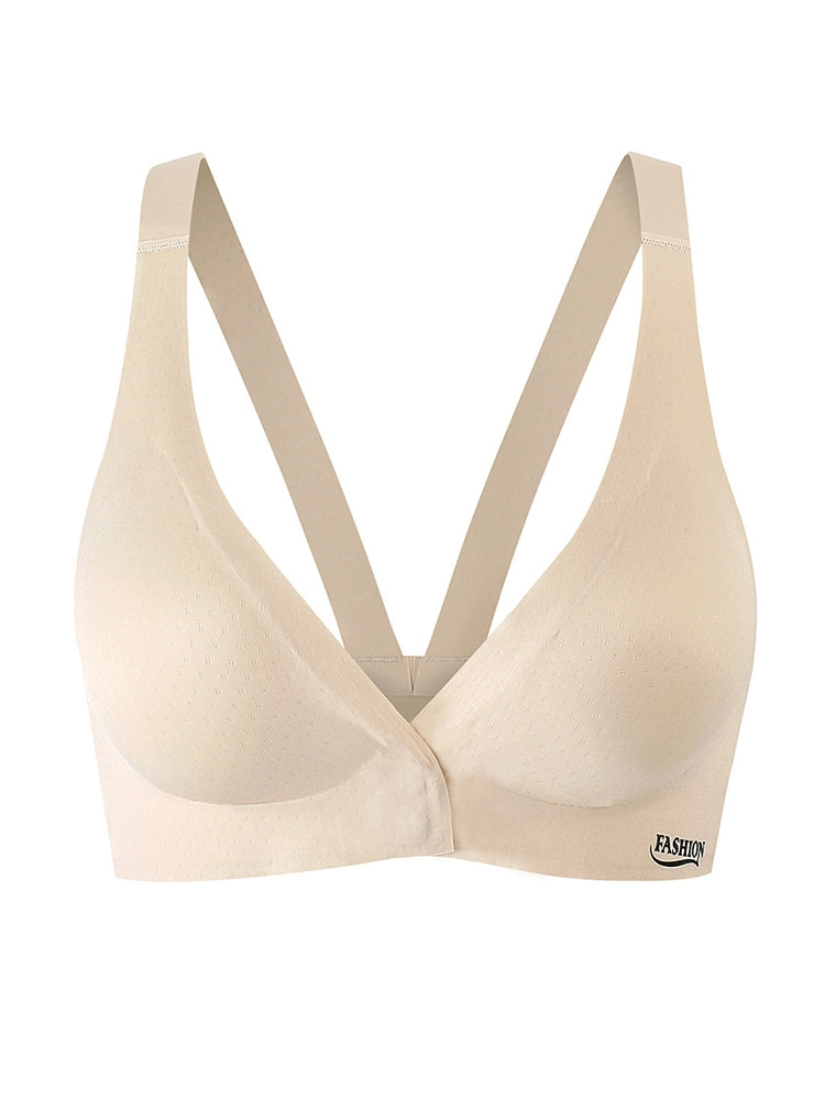 Plus Size Front Hook Wireless Bra - Full Coverage Bralette