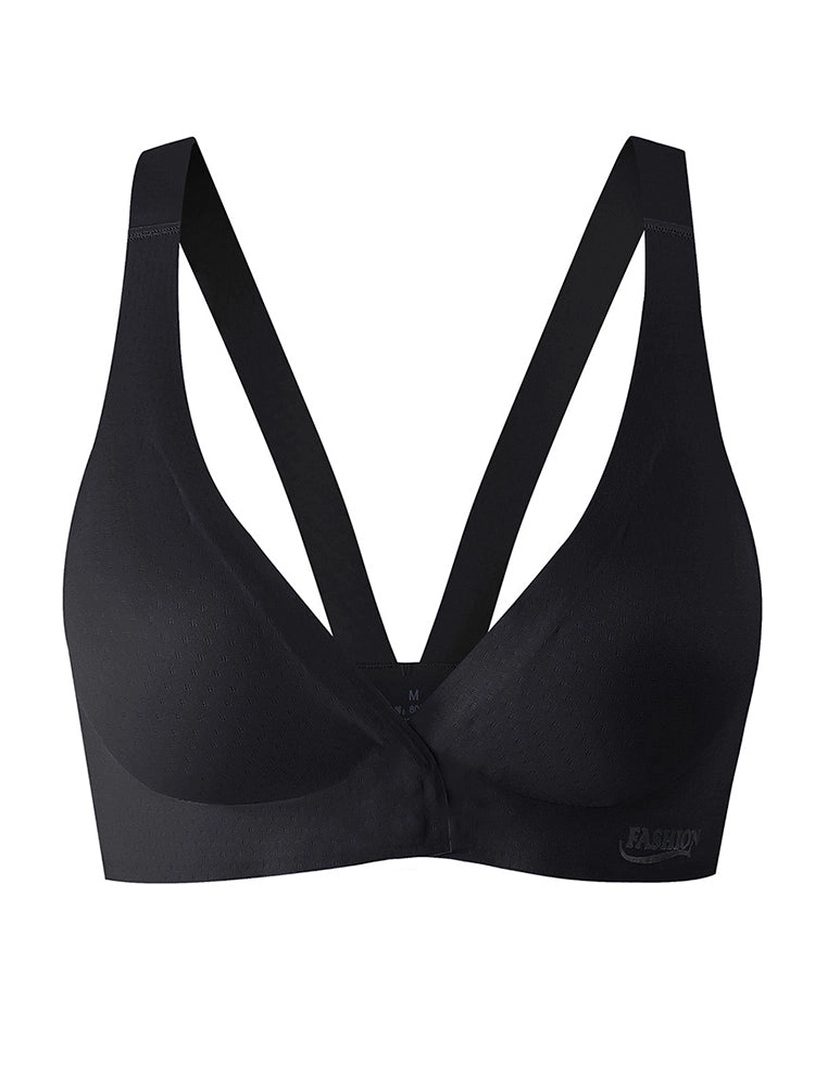 Plus Size Front Hook Wireless Bra - Full Coverage Bralette