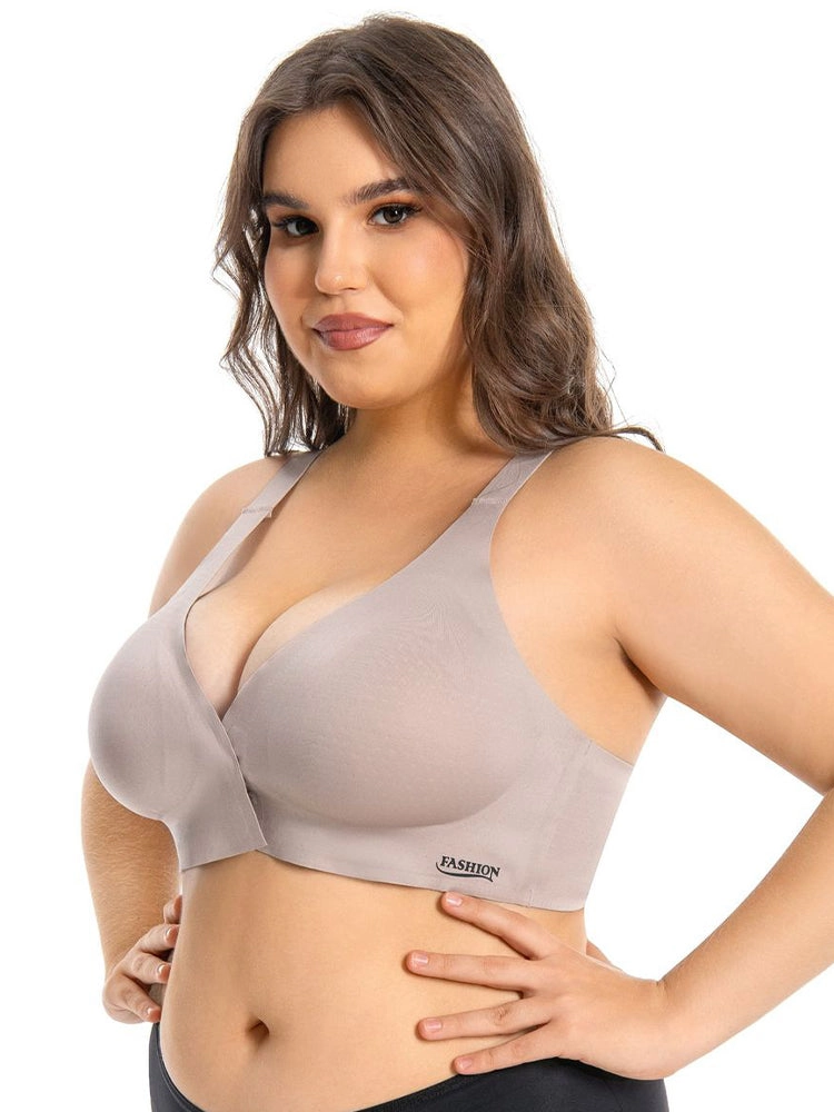 Plus Size Front Hook Wireless Bra - Full Coverage Bralette