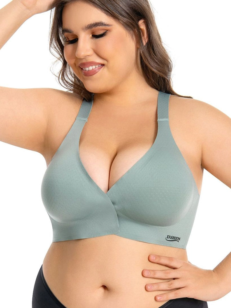 Plus Size Front Hook Wireless Bra - Full Coverage Bralette