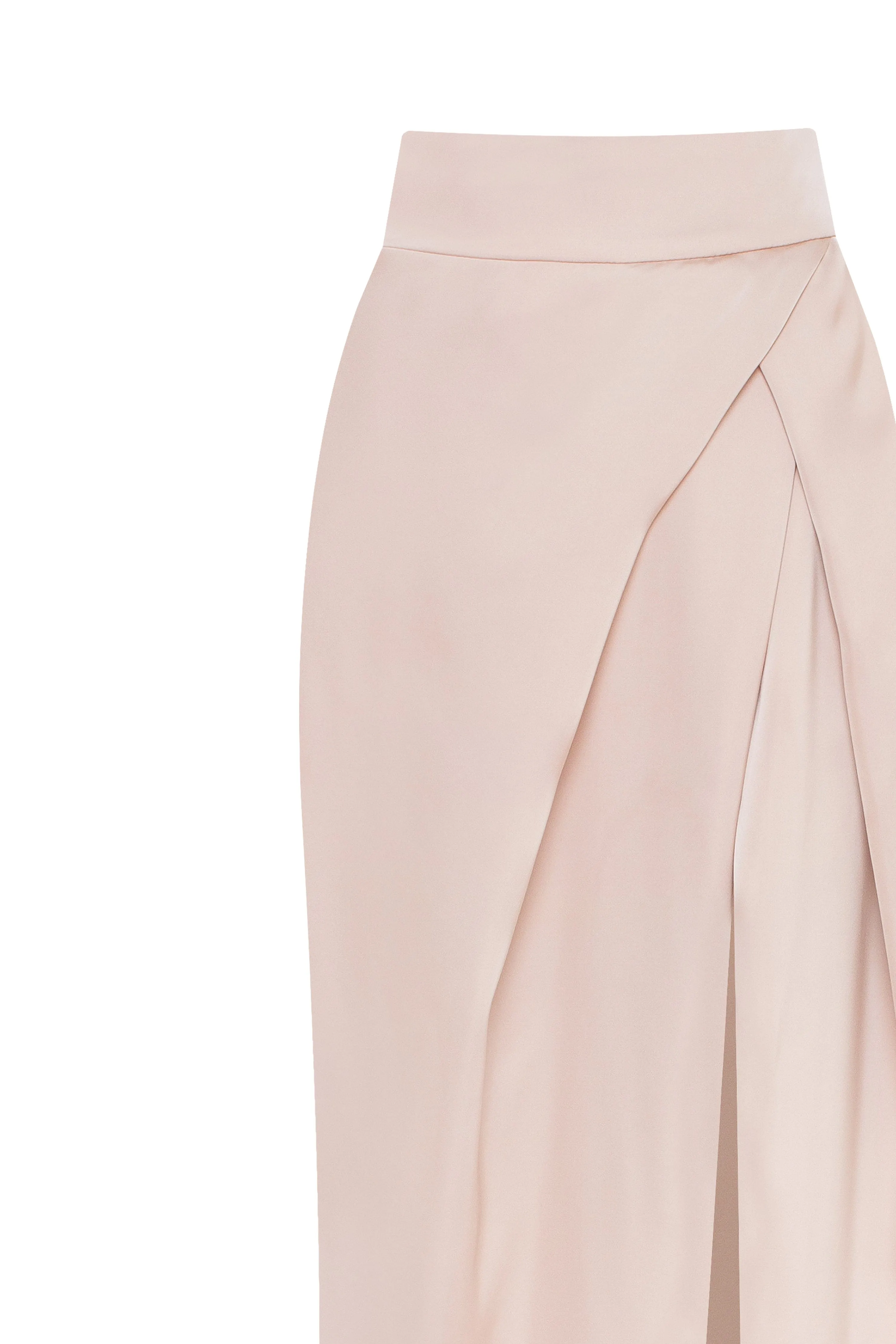 Refined high-waisted maxi satin skirt with a slit, Midnight Walk
