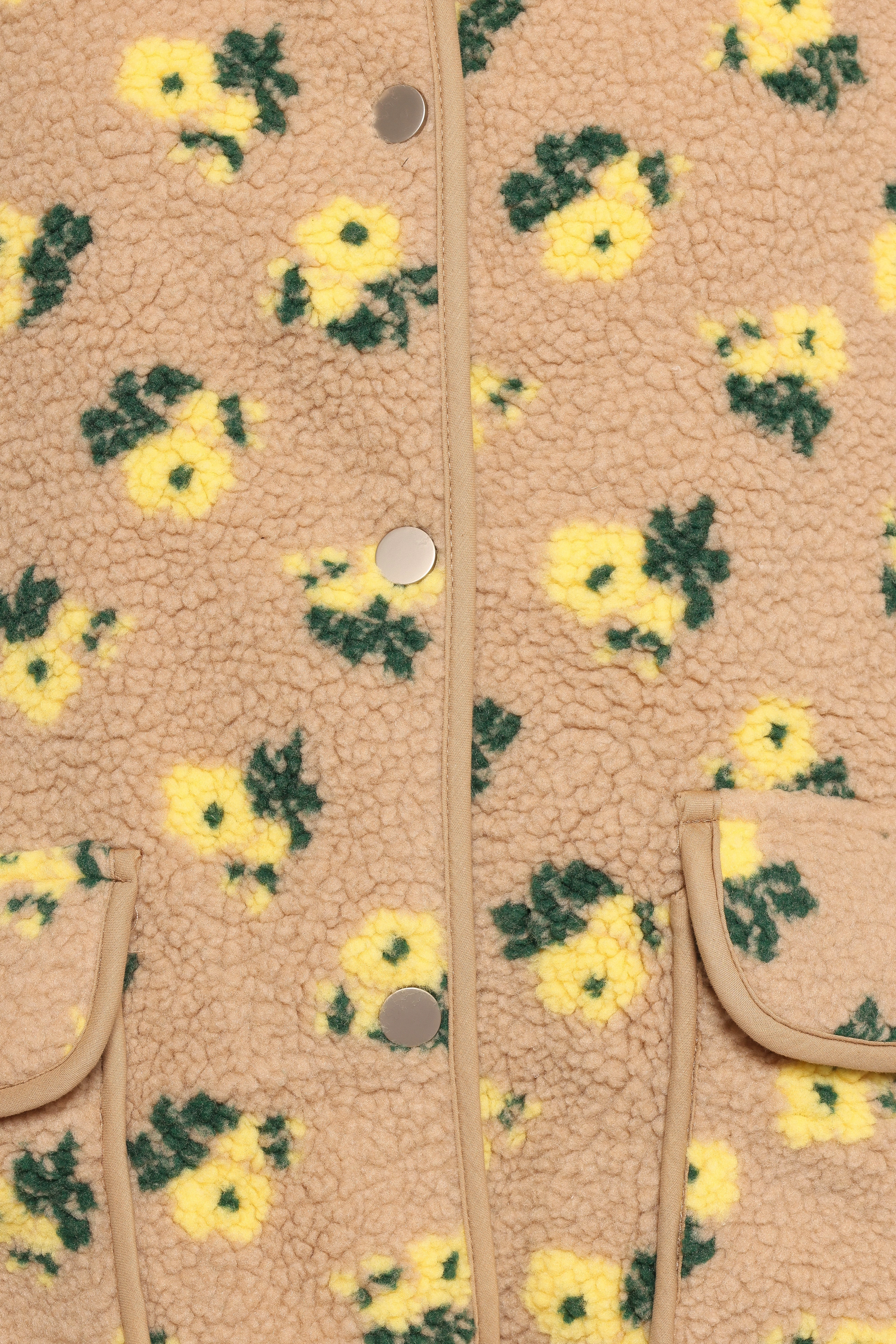 Roux Flower Print Shearling Jacket - Taupe