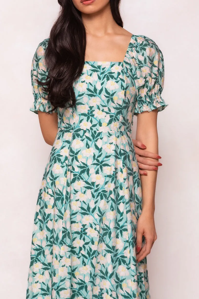 Tamara Dress in Green Floral - FINAL SALE
