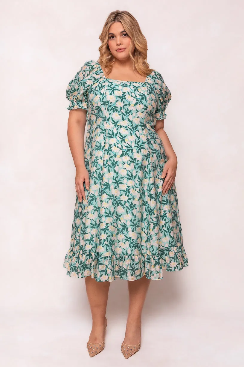 Tamara Dress in Green Floral - FINAL SALE