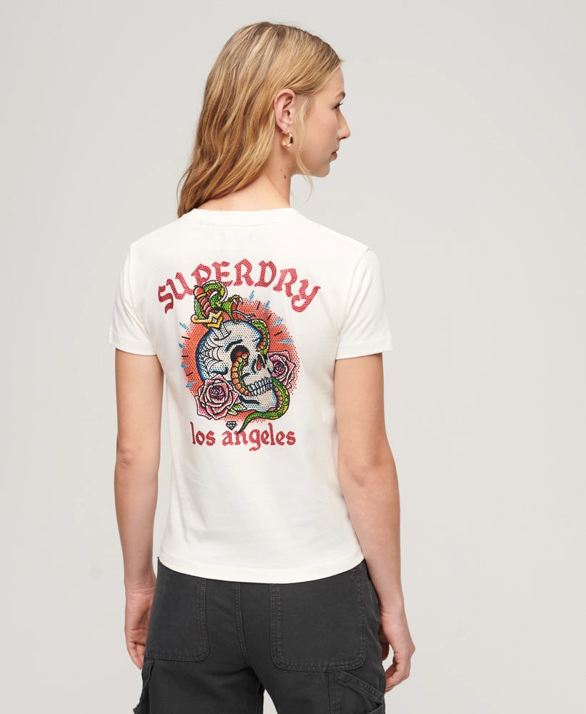 Tattoo Rhinestone T-Shirt | Winter White