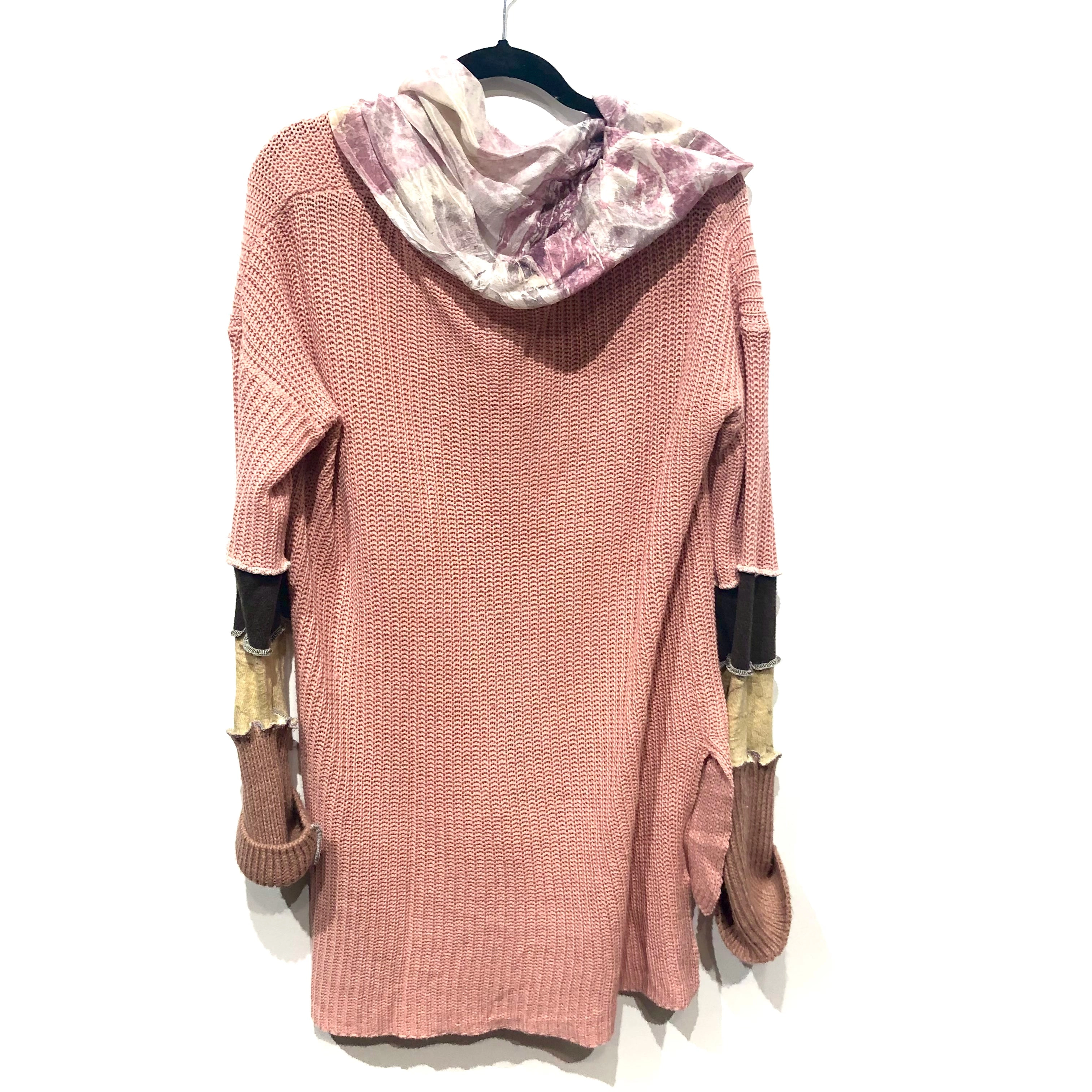 Upcycled ecodyed silk cowl sweater
