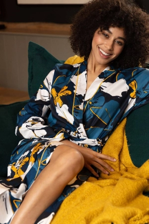 Verity Floral Print Long Dressing Gown, Size UK 8