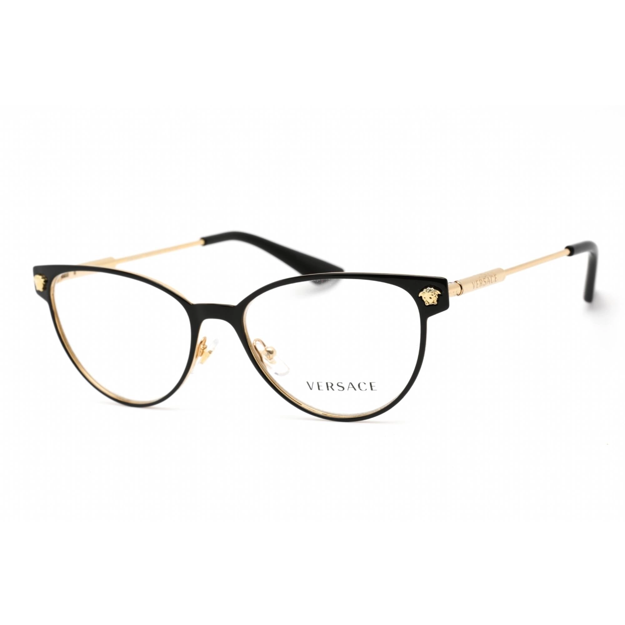 Versace Women's Eyeglasses - Black Gold Metal Oval Full Rim Frame | 0VE1277 1433