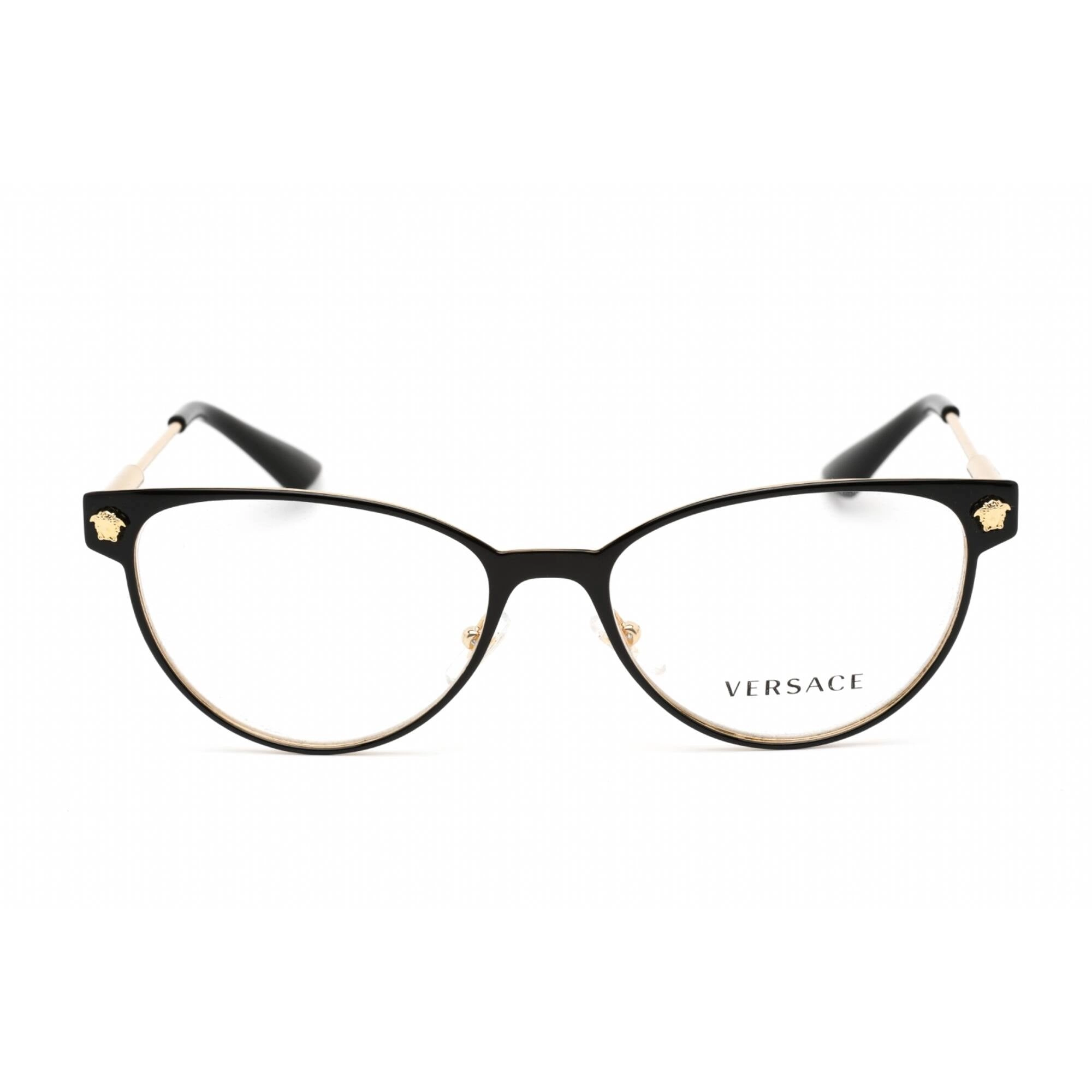 Versace Women's Eyeglasses - Black Gold Metal Oval Full Rim Frame | 0VE1277 1433