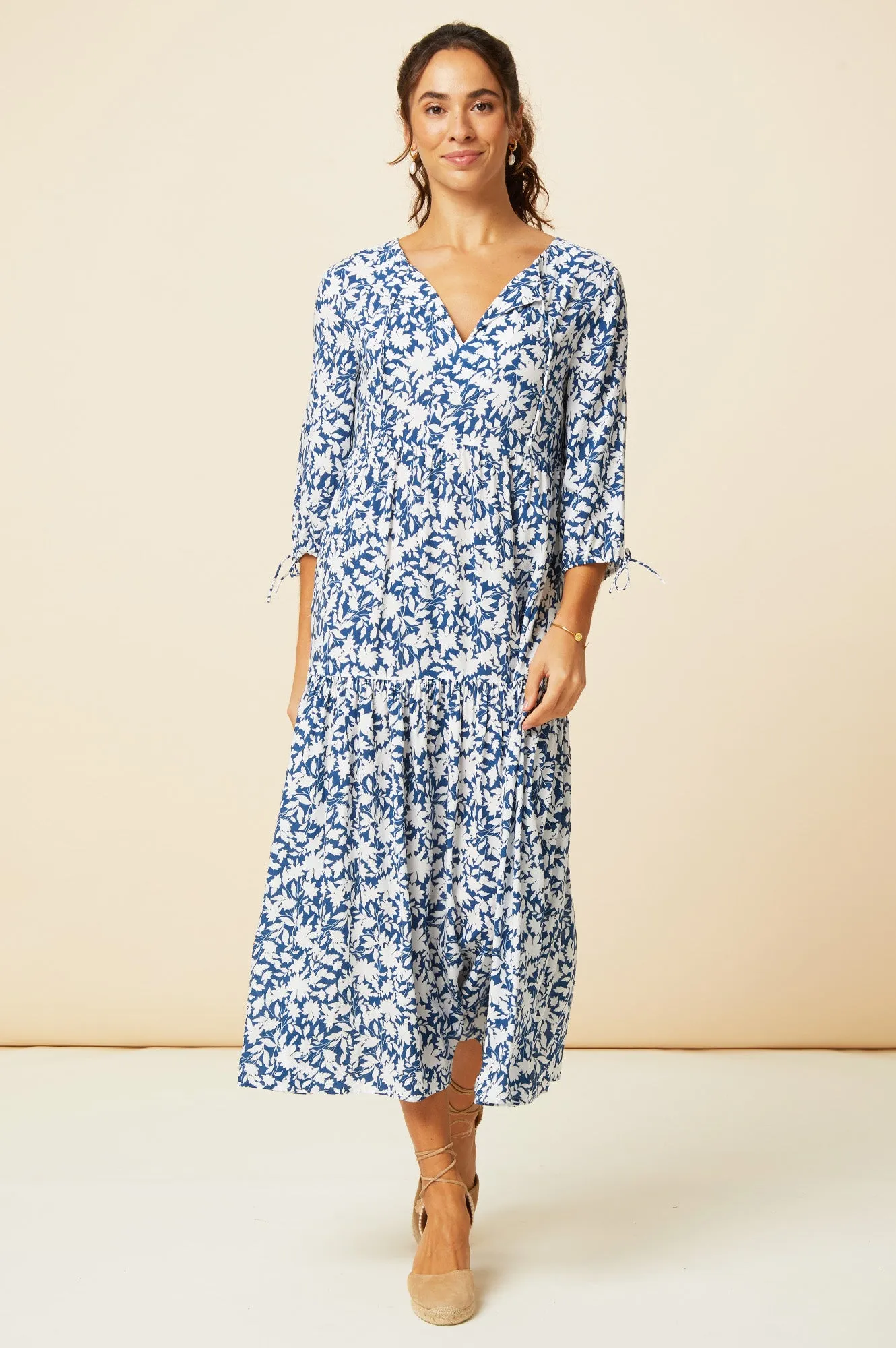 Virginia EcoVero™ Midi Dress | Navy/White
