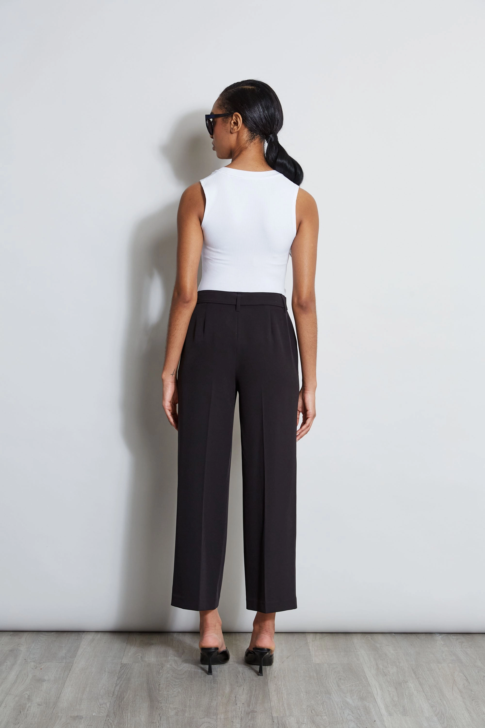 Wide Leg Cropped Belted Pant